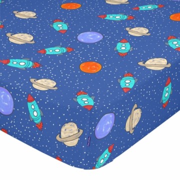 Fitted sheet HappyFriday MR FOX Multicolour Dark blue 60 x 120 x 14 cm Rocket