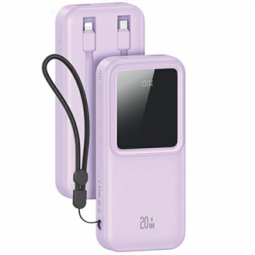 USAMS Powerbank z wbudowanymi kablami USB-C+Lightning 30000 mAh 20W PD+Qc 3.0 Fast Charge X-chel Series fioletowy|purple 30KCD21303 (US-CD213)