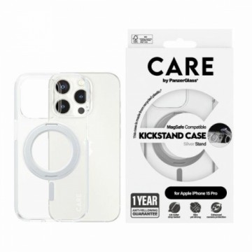 CARE by PanzerGlass Kickstand Case iPhone 15 Pro 6,1" MagSafe srebrny|silver 1414