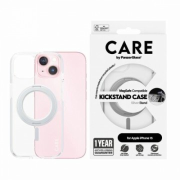 CARE by PanzerGlass Kickstand Case iPhone 15  6,1" MagSafe srebrny|silver 1413