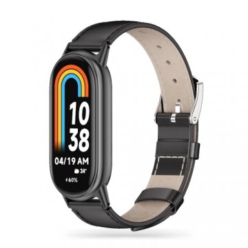 Tech-Protect Leatherfit siksniņa Xiaomi Smart Band 8 | 8 NFC - melna