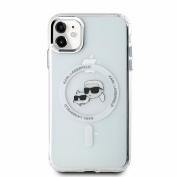 Karl Lagerfeld IML K&CH Heads Metal Frame MagSafe Case for iPhone 11 Transparent