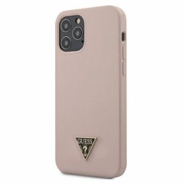 Guess GUHCP12LLSTMLP iPhone 12 Pro Max 6,7" jasnoróżowy|light pink hardcase Silicone Triangle Logo