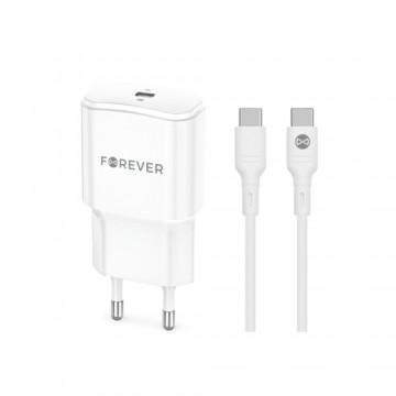 Forever TC-01 PD QC charger 1x USB-C 20W white + USB-C - USB-C cable 20W