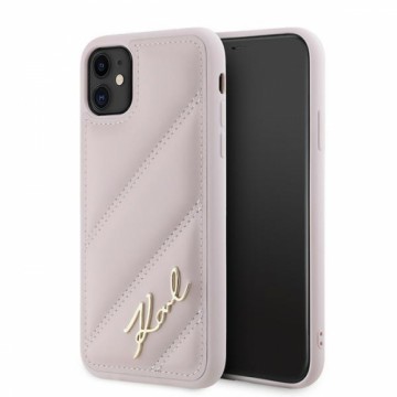 Karl Lagerfeld KLHCN61PQDSMGP iPhone 11 | Xr 6.1" różowy|pink hardcase Diagonal Quilted Script