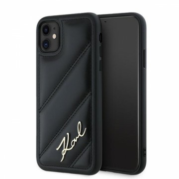 Karl Lagerfeld KLHCN61PQDSMGK iPhone 11 | Xr 6.1" czarny|black hardcase Diagonal Quilted Script