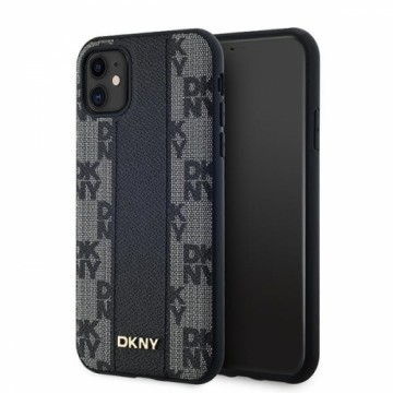 DKNY DKHMN61PCPVSLK iPhone 11 | Xr 6.1" czarny|black hardcase Leather Checkered Mono Pattern MagSafe