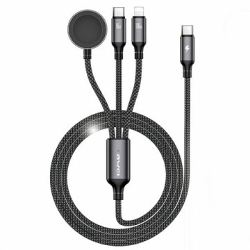 AWEI kabel W23 3w1 usb-c|lightning|watch 100W|10W|2.5W czarny|black