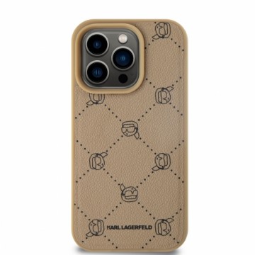 Karl Lagerfeld PU Karl Heads Pattern MagSafe Case for iPhone 15 Pro Max Beige