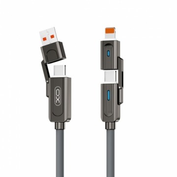 XO cabel NB275 4w1 USB-C - Lightning + USB + USB-C 60W 1,0m szary