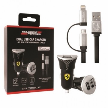 Ferrari ładowarka FEBCCCBUNBK 2w1 MFI lightning|micro USB czarna|black