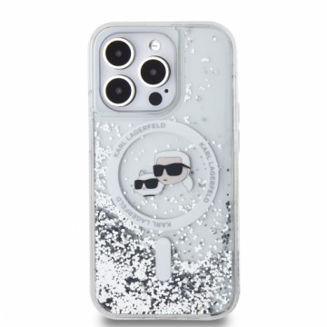 Karl Lagerfeld Liquid Glitter Karl and Choupette Heads MagSafe Case for iPhone 14 Pro Max Transparent