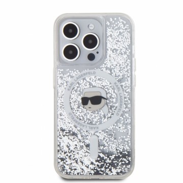 Karl Lagerfeld Liquid Glitter Karl Head MagSafe Case for iPhone 15 Pro Transparent