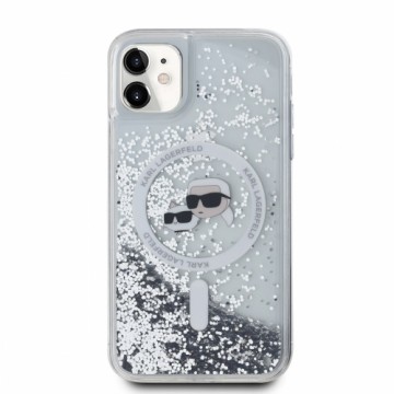 Karl Lagerfeld Liquid Glitter Karl and Choupette Heads MagSafe Case for iPhone 11 Transparent