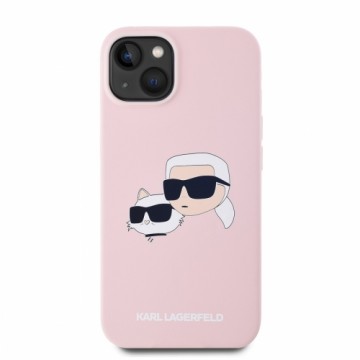 Karl Lagerfeld Liquid Silicone Double Heads MagSafe Case for iPhone 14 Pink