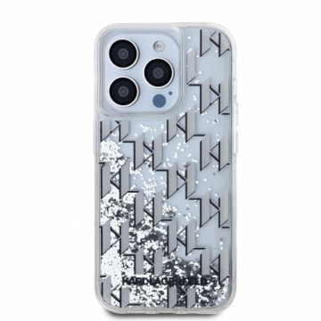 Karl Lagerfeld Liquid Glitter Monogram Gradient Case for iPhone 15 Pro Max White