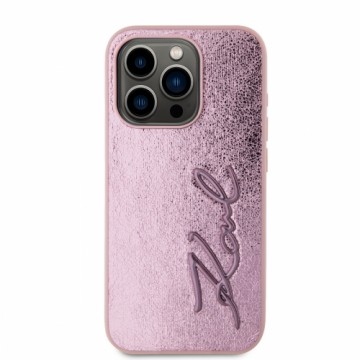 Karl Lagerfeld Wrinkled PU Signature Logo Case for iPhone 15 Pro Max Pink