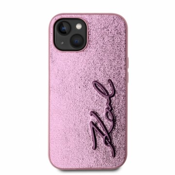 Karl Lagerfeld Wrinkled PU Signature Logo Case for iPhone 15 Pink