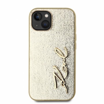 Karl Lagerfeld Wrinkled PU Signature Logo Case for iPhone 15 Gold