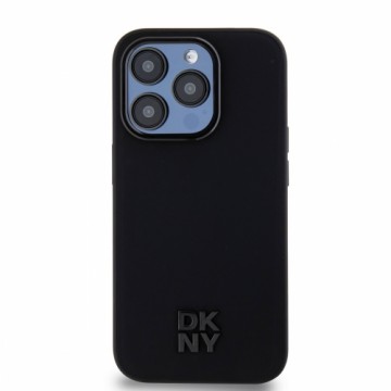 DKNY PU Leather Stack Logo Magsafe Case for iPhone 15 Pro Max Black