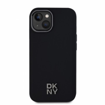 DKNY PU Leather Stack Logo Magsafe Case for iPhone 15 Black