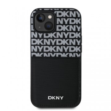 DKNY PU Leather Repeat Pattern Card Pocket Case for iPhone 15 Black