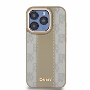 DKNY PU Leather Checkered Pattern Magsafe Case for iPhone 15 Pro Max Beige