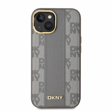 DKNY PU Leather Checkered Pattern Magsafe Case for iPhone 15 Beige