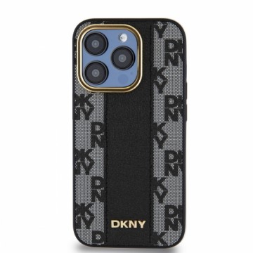 DKNY PU Leather Checkered Pattern Magsafe Case for iPhone 15 Pro Max Black