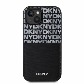 DKNY PU Leather Repeat Pattern Card Pocket Case for iPhone 14 Black