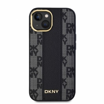 DKNY PU Leather Checkered Pattern Magsafe Case for iPhone 15 Black