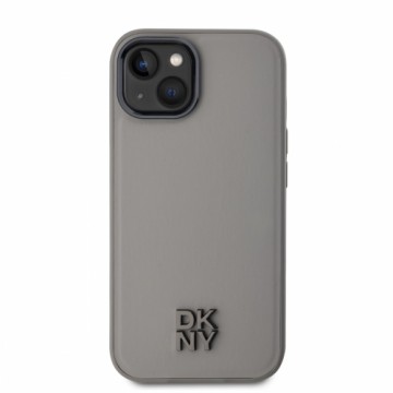 DKNY PU Leather Stack Logo Magsafe Case for iPhone 15 Grey