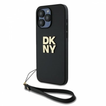 DKNY DKHCP15XPBSWSK iPhone 15 Pro Max 6.7" czarny|black hardcase Wrist Strap Stock Logo