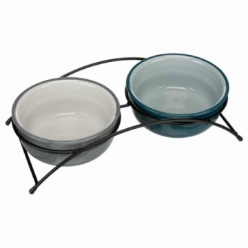 TRX 17 Bowl set, ceramic|metal, 2 × 0.25 l|ø 13 cm|27 × 8 × 13 cm, petrol|light petrol|gre