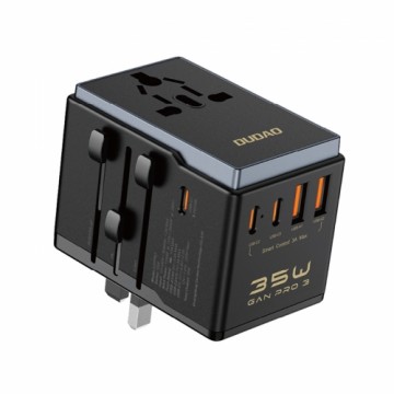 Dudao A35Pro 35W EU | UK | AUS | US | JP travel adapter 3x USB-C 2x USB-A - black