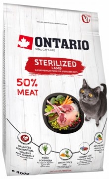 Сухой корм для кошек - Ontario Cat Sterilised Lamb, 400 гр.