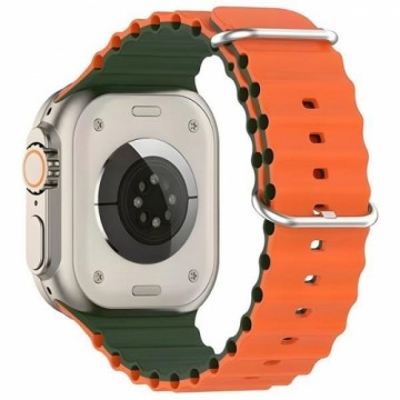 Beline pasek Apple Watch Silicone Waves 42|44|45|49mm zielono-pomarańczowy |green-orange box