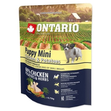 Sausā barība kucēniem - Ontario Dog Puppy Mini Chicken|Potatoes. 0.75kg