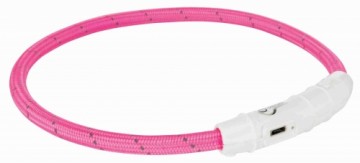 Atstarojoša kaklasiksna suņiem – Trixie Flash light ring USB, L–XL: 65 cm|ø 7 mm, pink