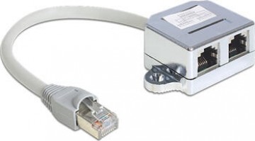 Delock RJ45 portu dubultotājs 1 x RJ45 kontaktdakša > 2 x RJ45 ligzda