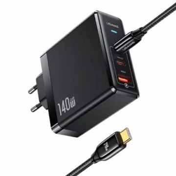 USAMS Ład. siec. 2xUSB-C+1xUSB T52 PD140W PD Fast Charging US-CC168 + kabel U82 USB-C|USB-C US-SJ581 240W czarny|black UM Series UMXLOGTC01