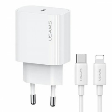 USAMS Ład. siec. 1xUSB-C T65 PD20W PD Fast Charging US-CC226 + kabel USB-C|Lightning US-SJ712 30W biały|white Yi Series OYXLTZ02