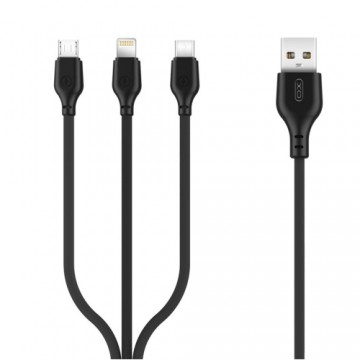 XO cable NB103 3in1 USB - Lightning + USB-C + microUSB 1,0 m 2,1A black