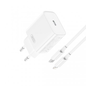 XO wall charger CE15 PD 20W 1x USB-C white + USB-C - Lightning cable