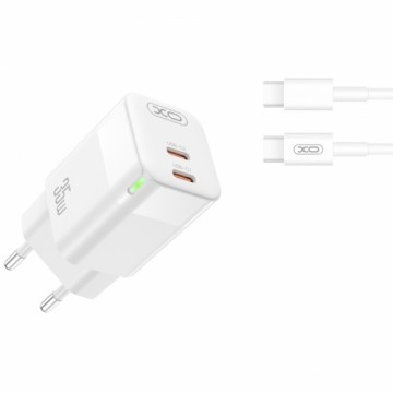 XO wall charger CE07 PD 35W 2x USB-C white + USB-C - USB-C cable