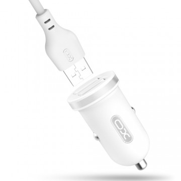 XO car charger TZ08 2x USB 2,1A white + microUSB cable