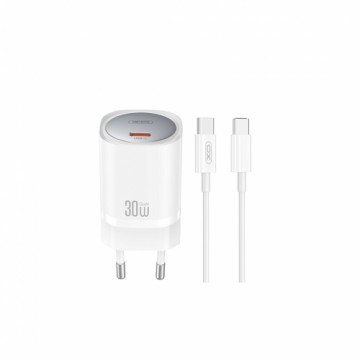 XO wall charger CE20 PD 30W 1x USB-C white + cable USB-C - USB-C