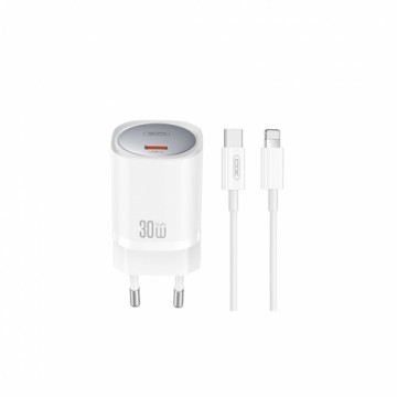 XO wall charger CE20 PD 30W 1x USB-C white + cable USB-C - Lightning