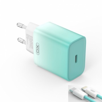 XO wall charger CE18 PD 30W 1x USB-C blue-white + cable USB-C - Lightning