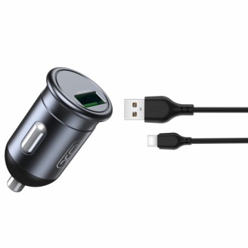 XO car charger CC46 QC 3.0 18W 1x USB gray + USB-C cable